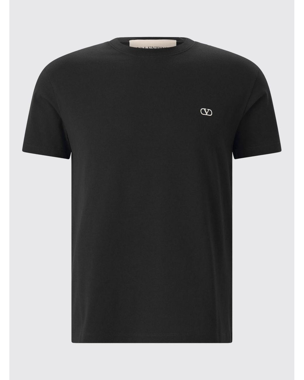 Valentino Garavani Black Vlogo Signature Cotton Crewneck T-Shirt for men
