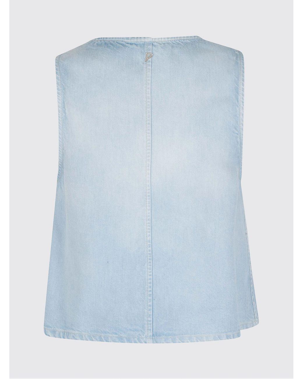 Dondup Blue Denim Effect Lyocell Top