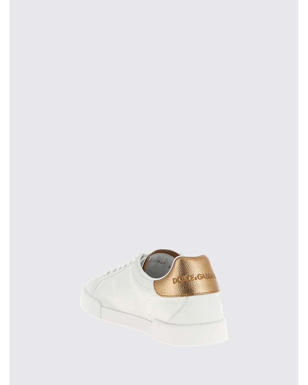 Dolce & Gabbana White Dolce &Amp Gabbana Portofino Smooth Calfskin Sneakers With Rhinestone Dg Monogram