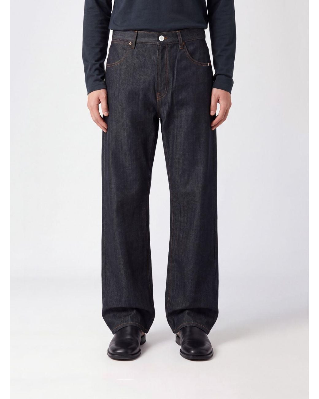 AMISH Blue James Straight Fit Five-Pocket Jeans for men
