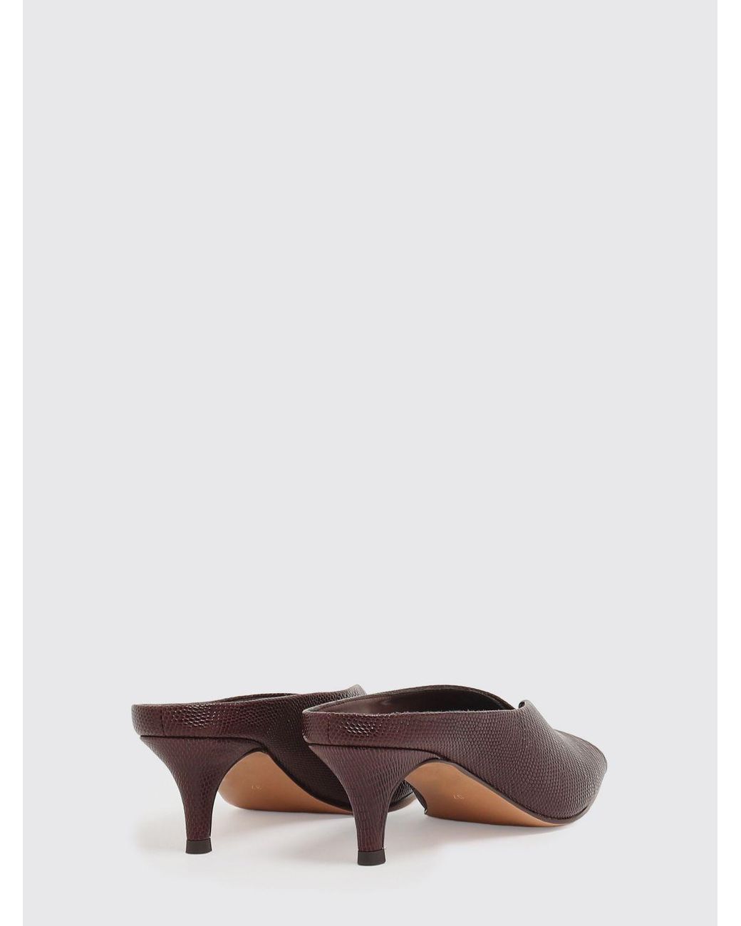 Twinset Brown Lizard Print Leather Mules