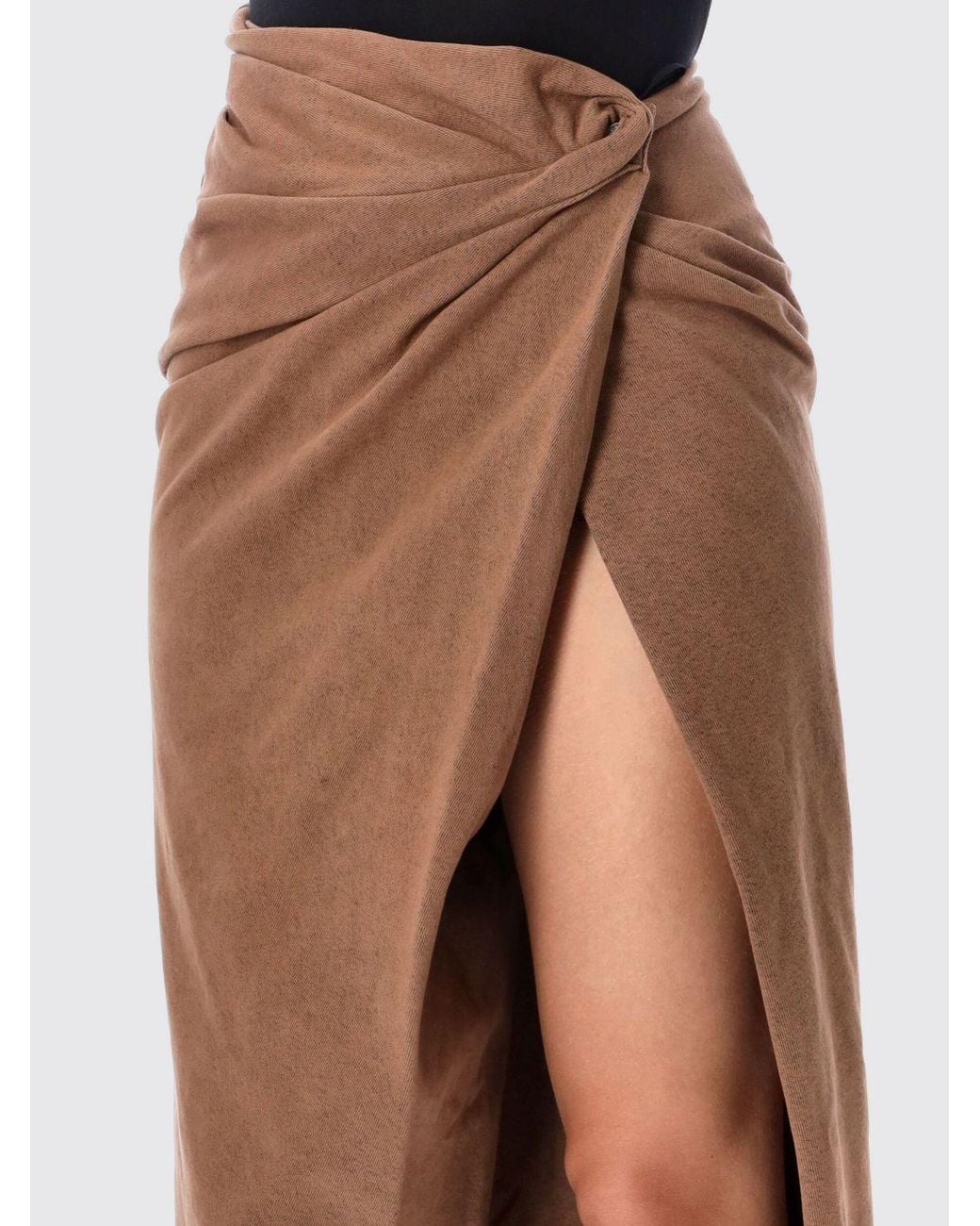 DIESEL Brown Slim Fit Asymmetric Draped Cotton Midi Skirt