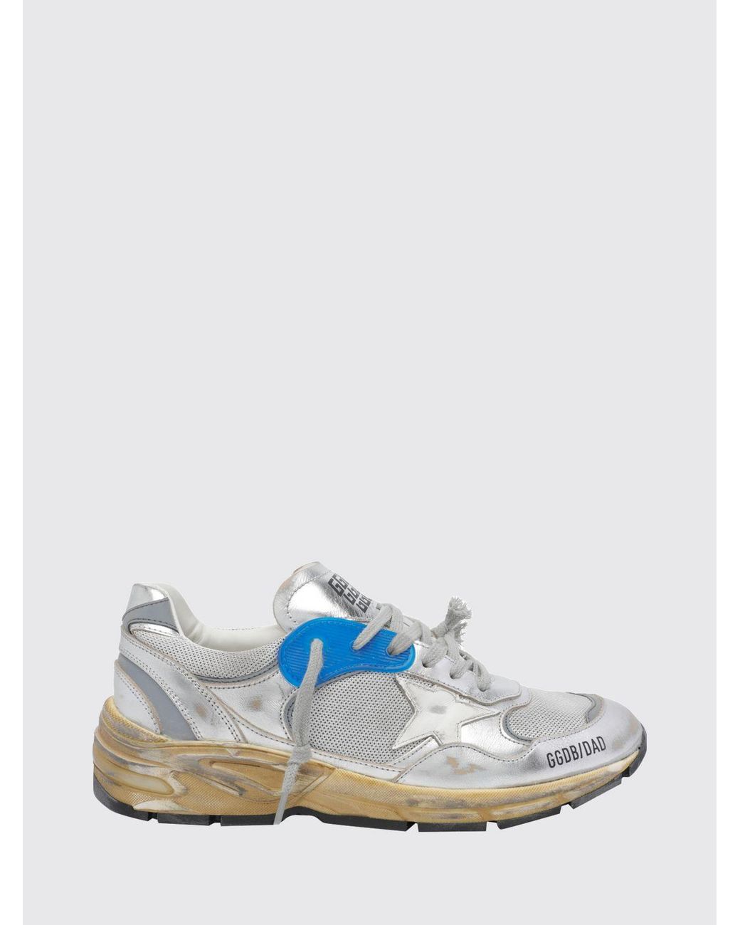 Golden Goose Deluxe Brand Blue Dad-Star Leather And Mesh Sneakers With Distressed Effect for men