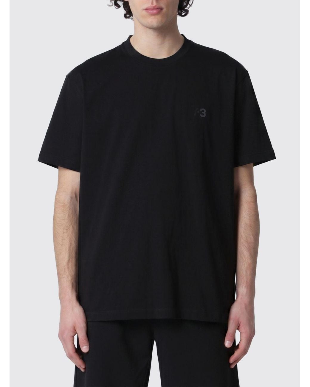 Y-3 Black Relaxed Fit Bci Cotton T-Shirt With Tone-On-Tone Logo Print for men