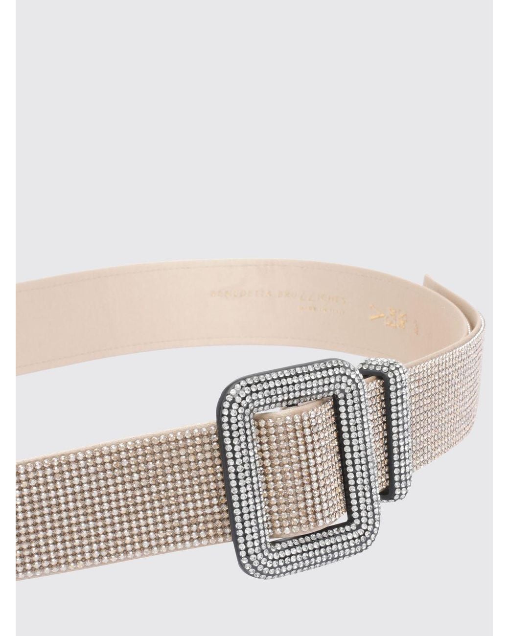 Benedetta Bruzziches Metallic Satin Belt With Crystal Jewelled Buckle