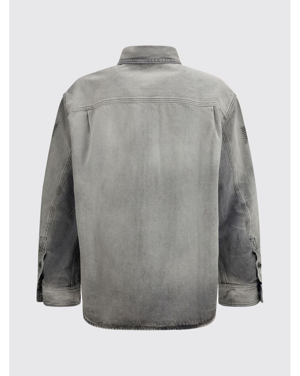 Off-White c/o Virgil Abloh Gray Cotton Denim Shirt With Logo Print for men