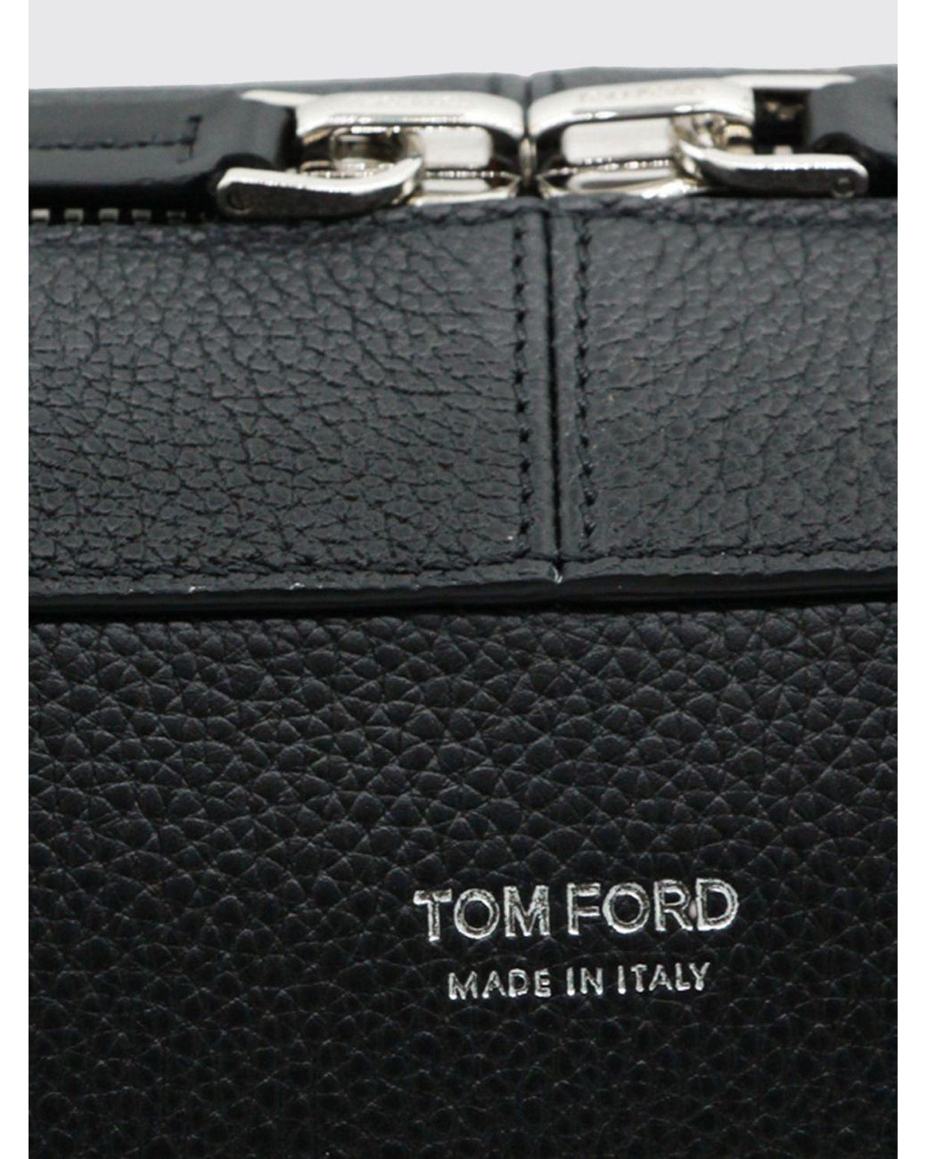 Tom Ford Black Leather Briefcase With Double Handle And Removable Shoulder Strap for men