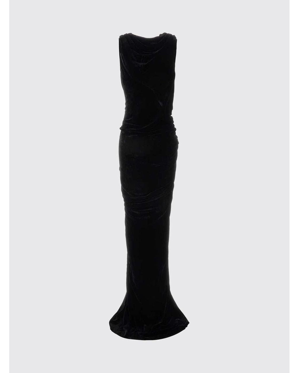 Rick Owens Black Long Asymmetrical Tunic Dress