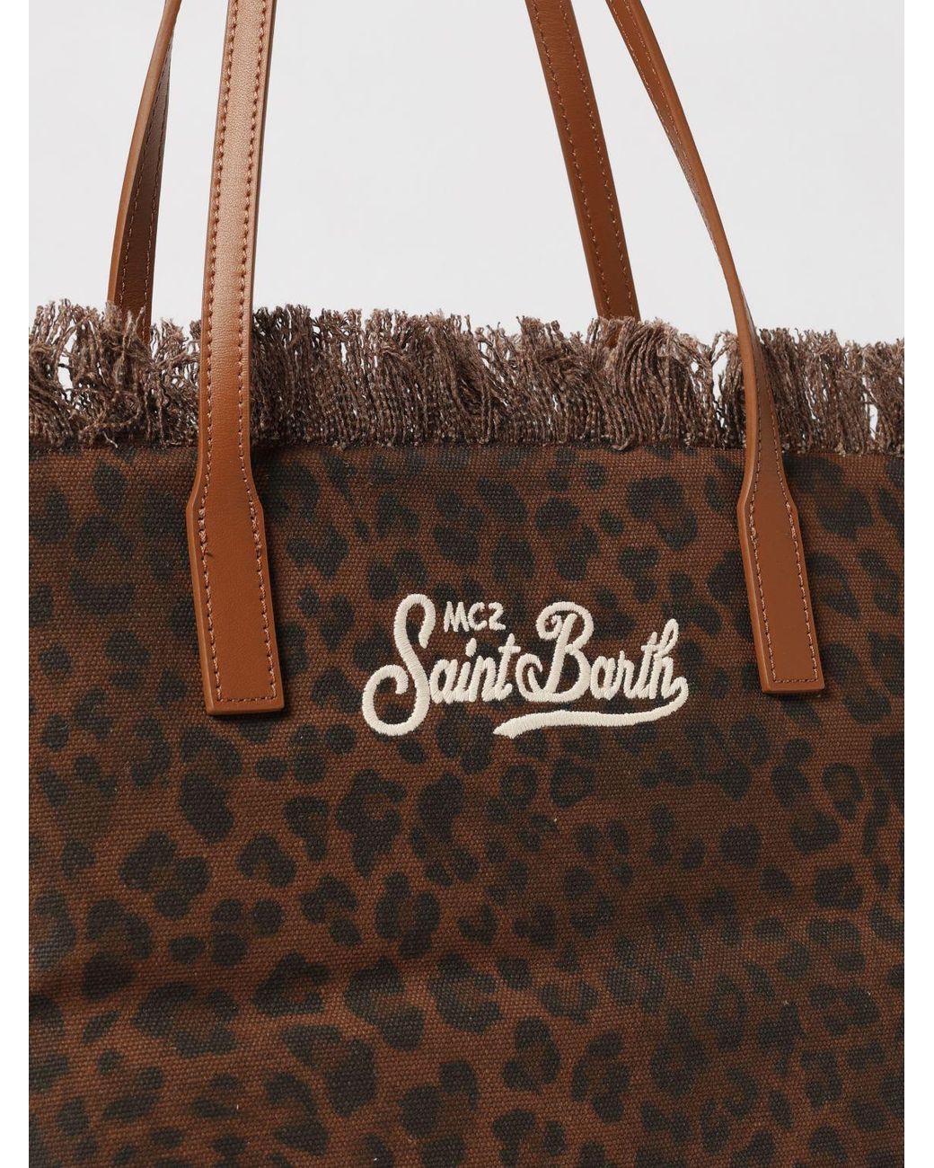 Mc2 Saint Barth Brown Cotton Bag With Embroidered Logo