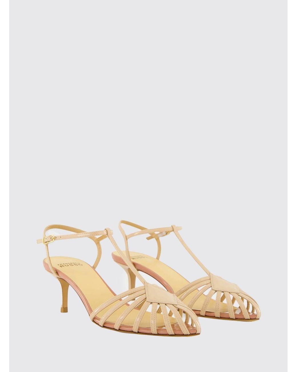 Francesco Russo Natural Patent Leather Sandals