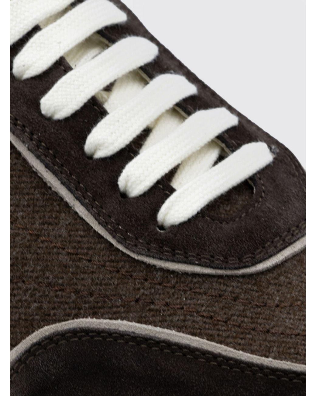 Eleventy White Suede And Wool Low Top Trainers With Serrated Sole for men