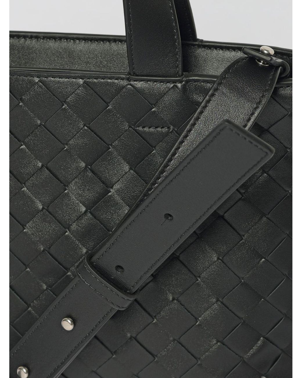 Bottega Veneta Black Mini Woven Leather Tote Bag for men