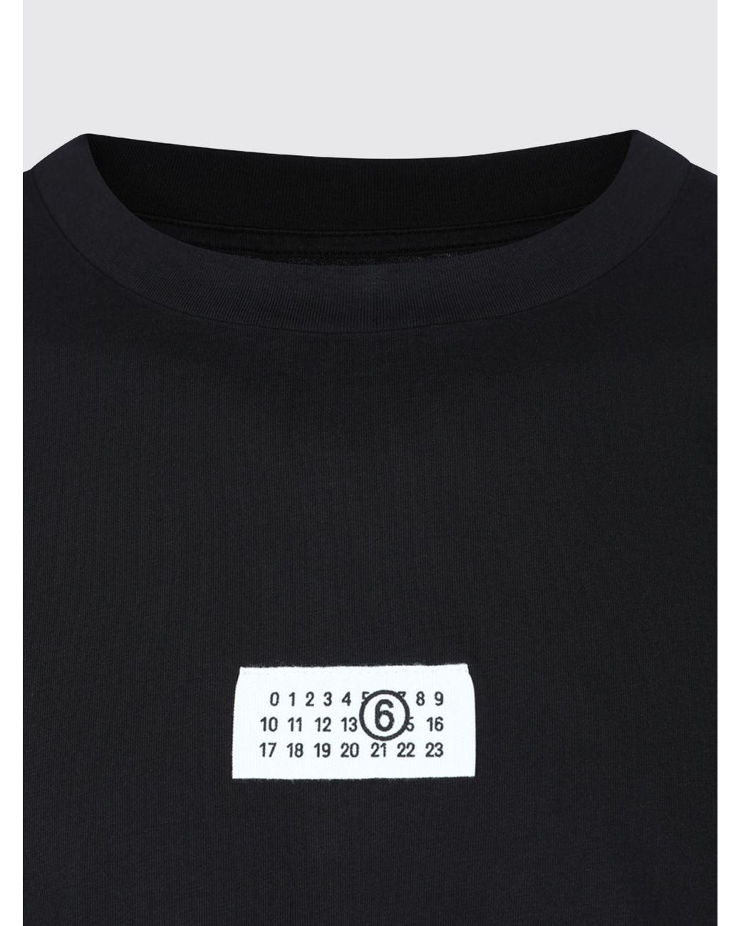 MM6 by Maison Margiela Black Cotton T-Shirt With Contrast Logo And Dropped Shoulders for men
