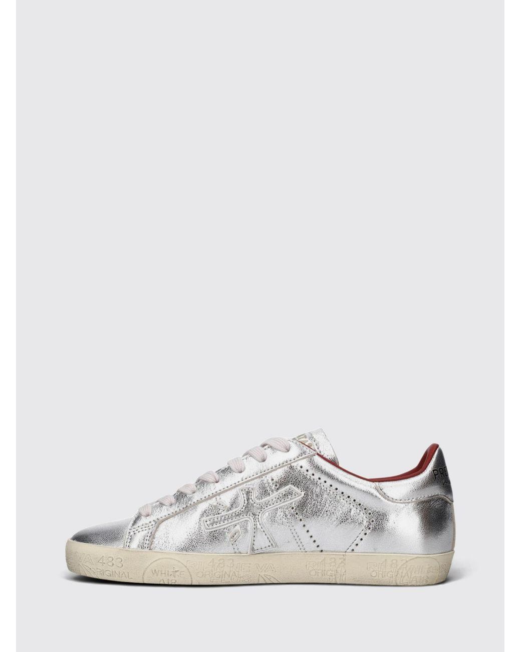 Premiata White Stevend Calfskin Sneakers With Contrasting Details And Logo