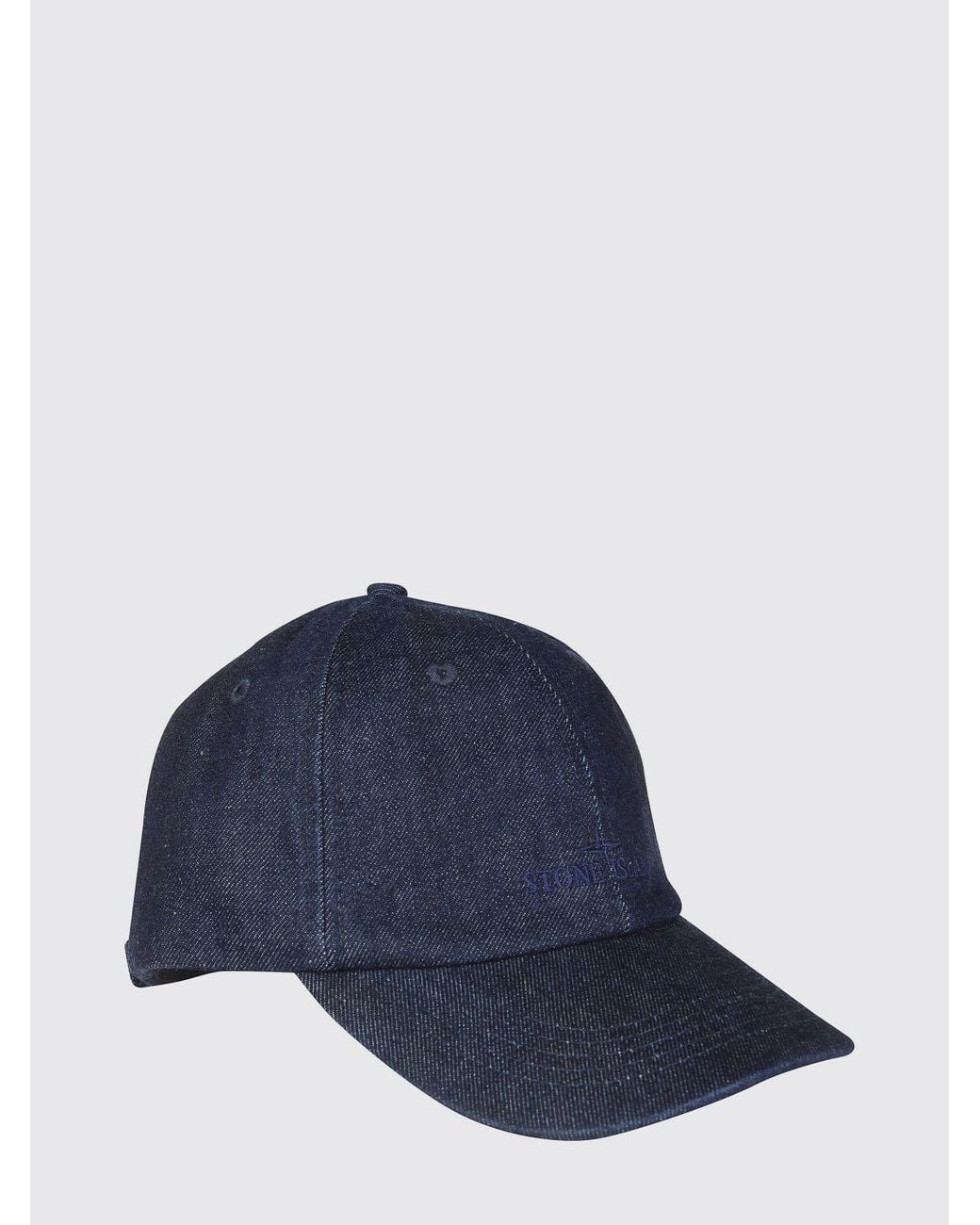Stone Island Blue Cotton Denim Hat for men
