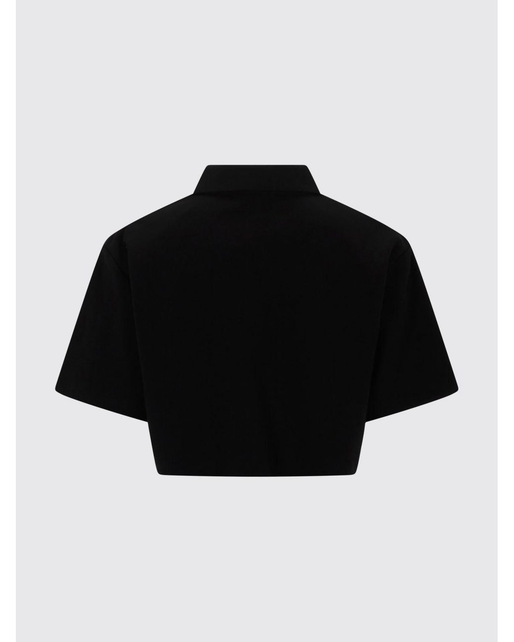 MSGM Black Logo Cotton Crop Polo Shirt