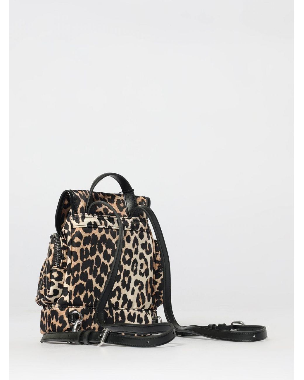 Ganni Black Recycled Nylon Animal Print Backpack