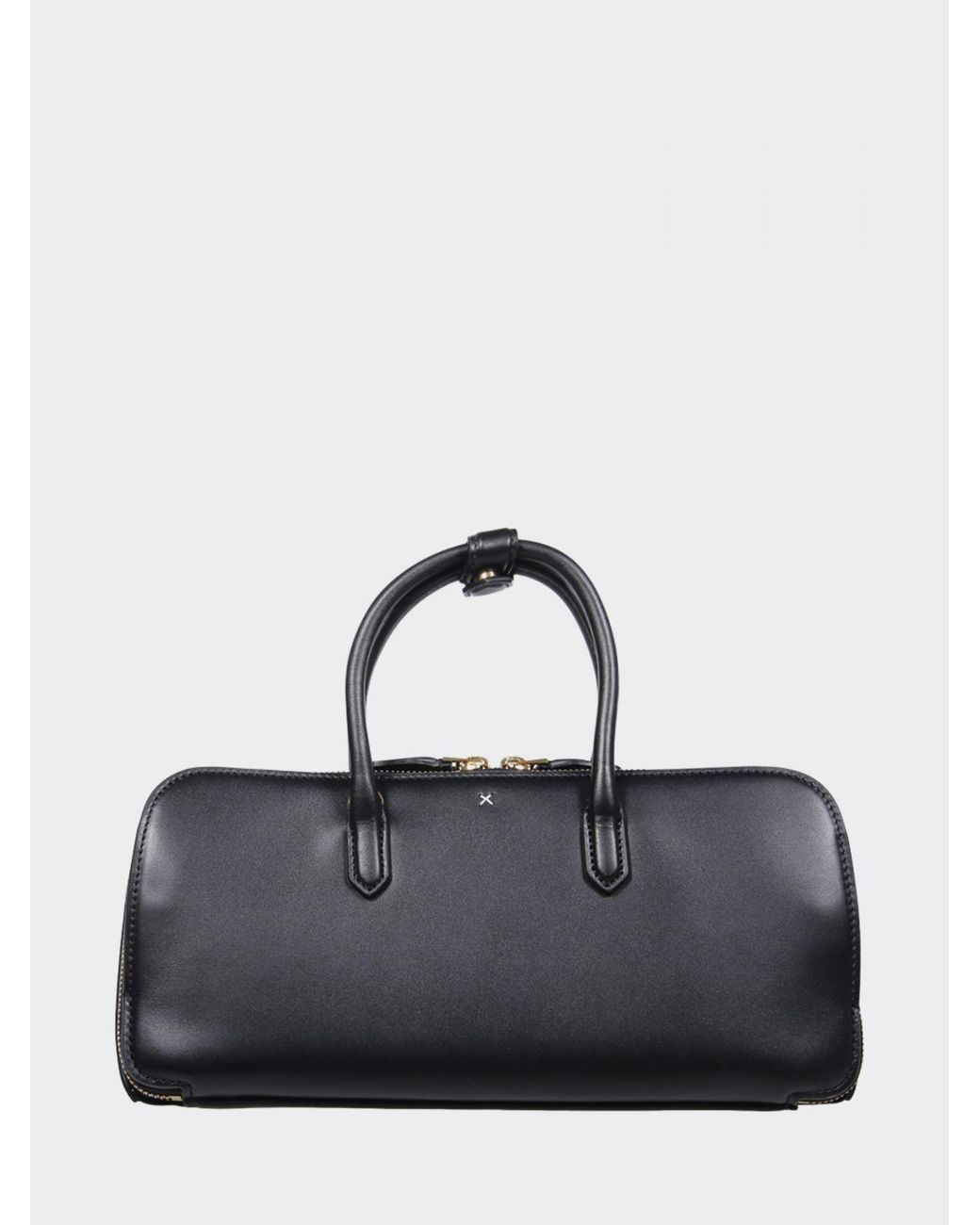 Alaïa Black Small Leather Handbag With Double Tubular Handle And Logo Charm