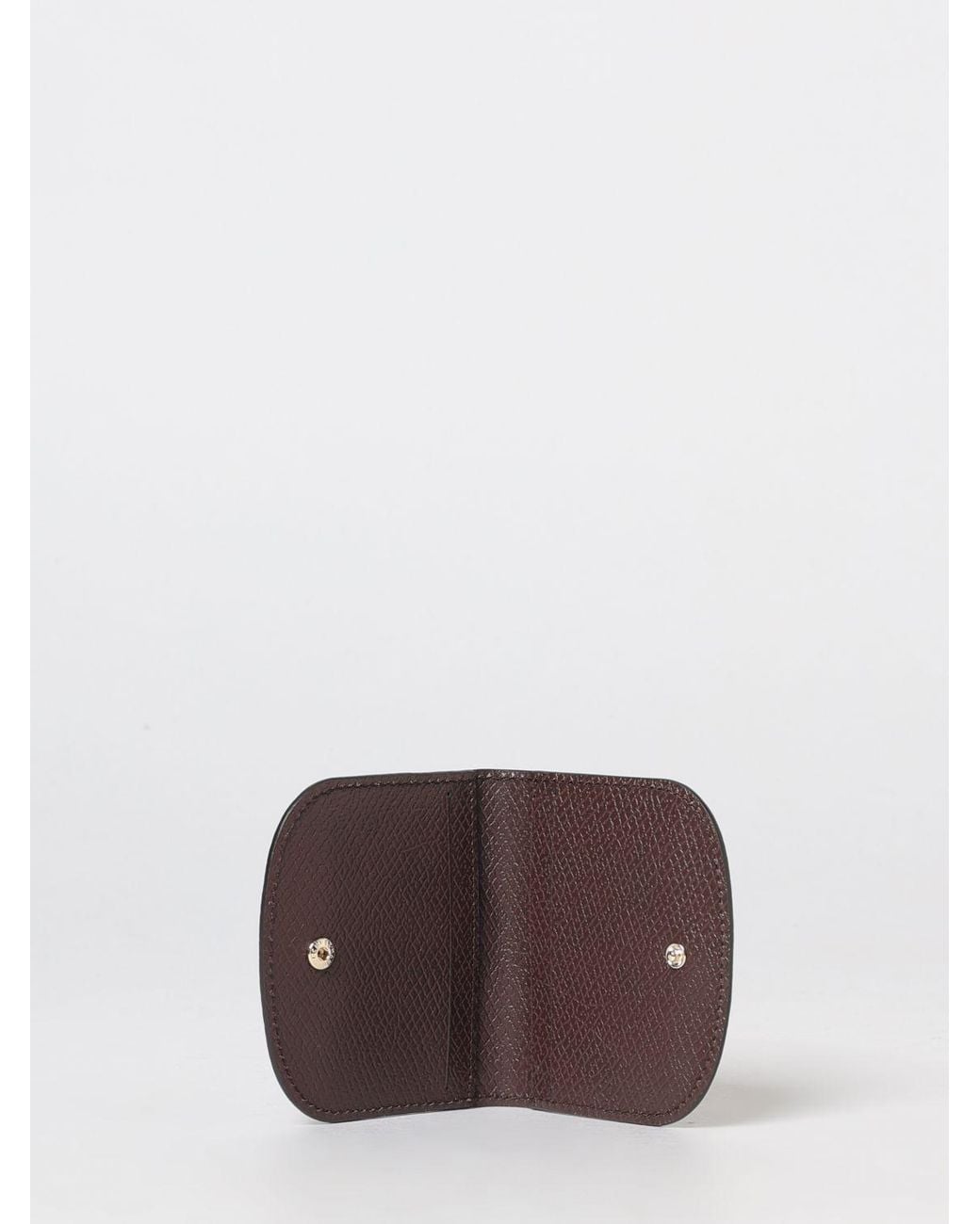 Longchamp Brown Les Champions Epure Calfskin Card Holder With Embroidery