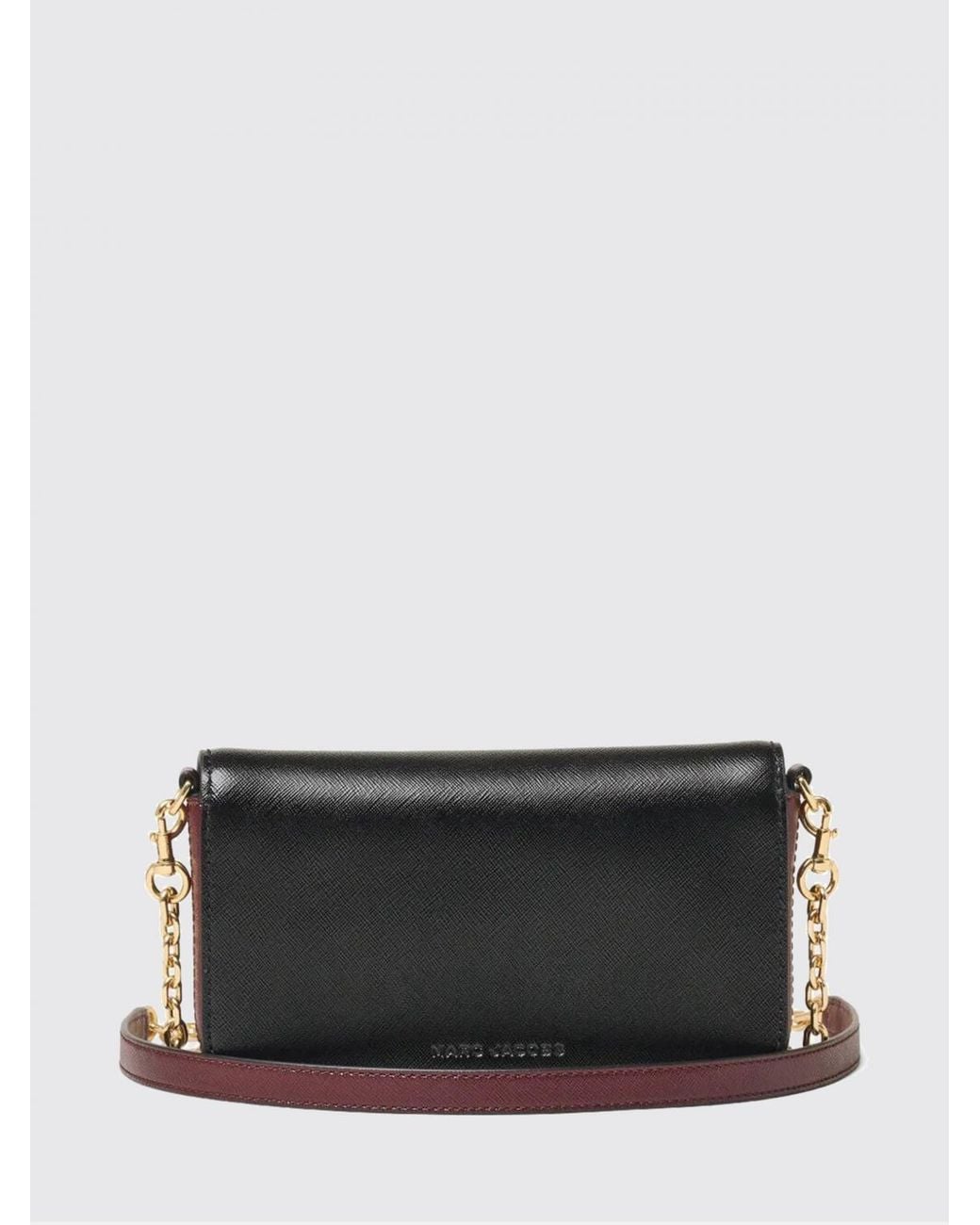 Marc Jacobs Black The Snapshot Leather Crossbody Bag With Double J Logo