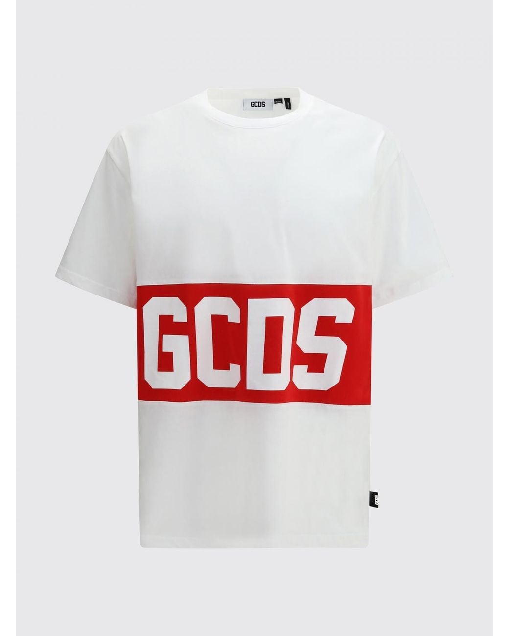 Gcds White Cotton T-Shirt With Logo for men