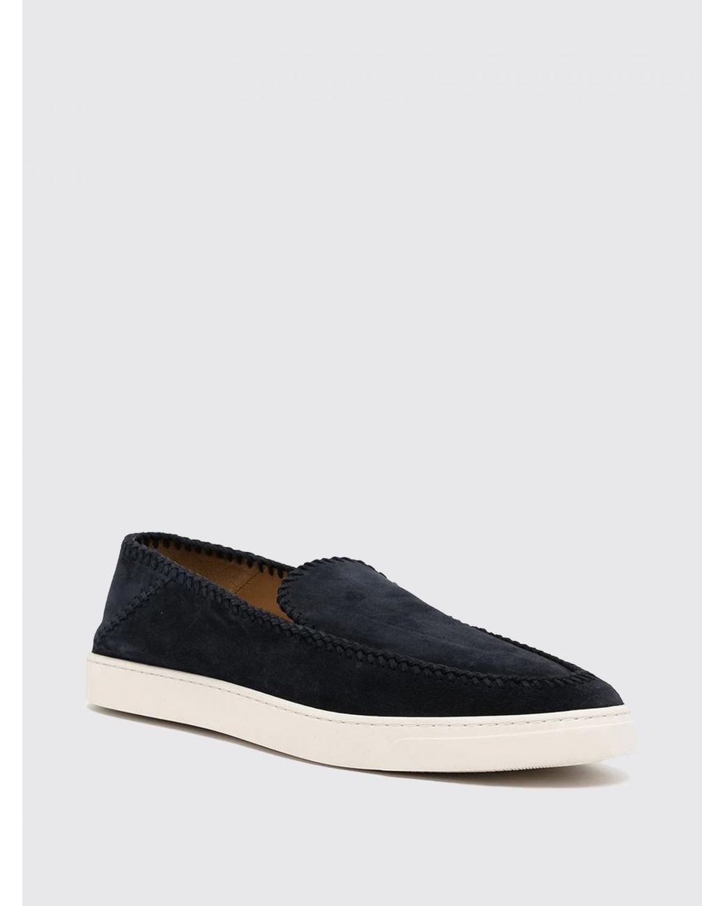Giorgio Armani White Suede Loafers With Thread Stitching for men