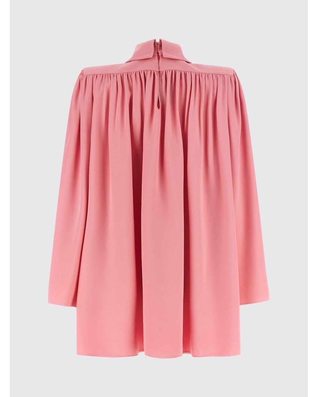 Valentino Garavani Pink Silk Turtleneck Blouse With Padded Shoulders