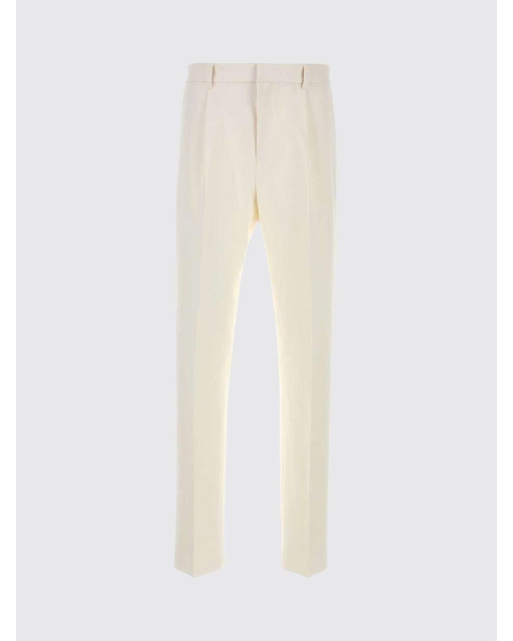 Ferragamo White Slim Fit Cotton And Cashmere Tailored Trousers With Concealed Closure for men