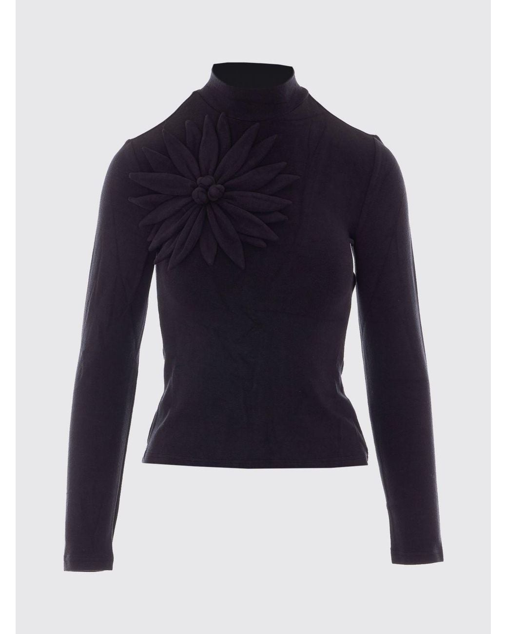 Farm Rio Blue 3D Flower Slim Fit Jersey Polo Neck With Floral Appliqué