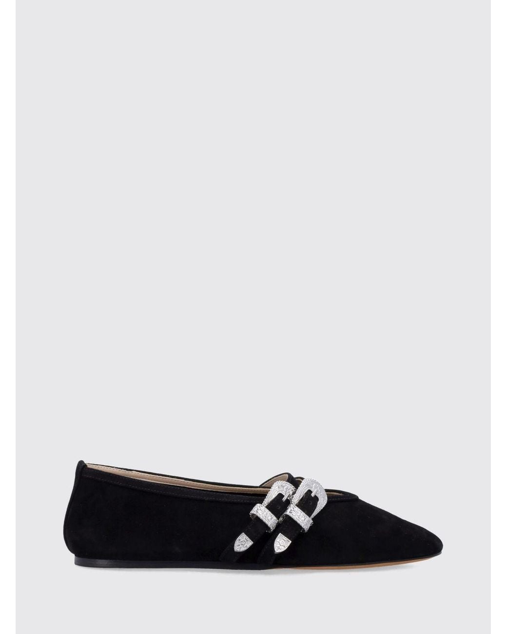 Le Monde Beryl White Suede Mary Jane Flats With Double Strap