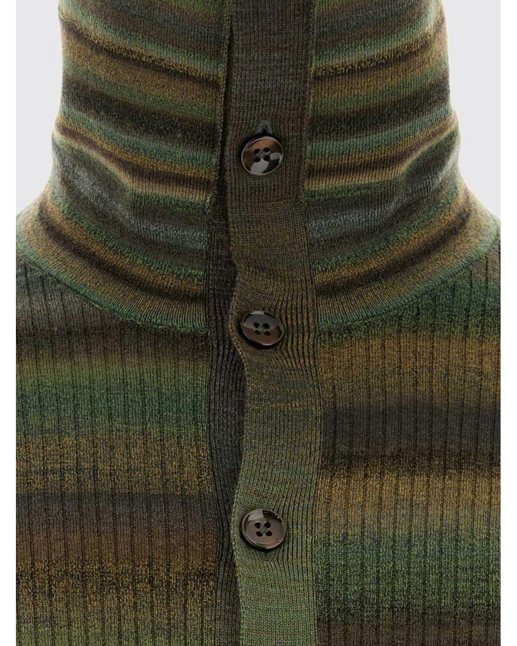 Dolce & Gabbana Gray Dolce &Amp Gabbana Slim Fit Striped Ribbed Wool Cardigan for men