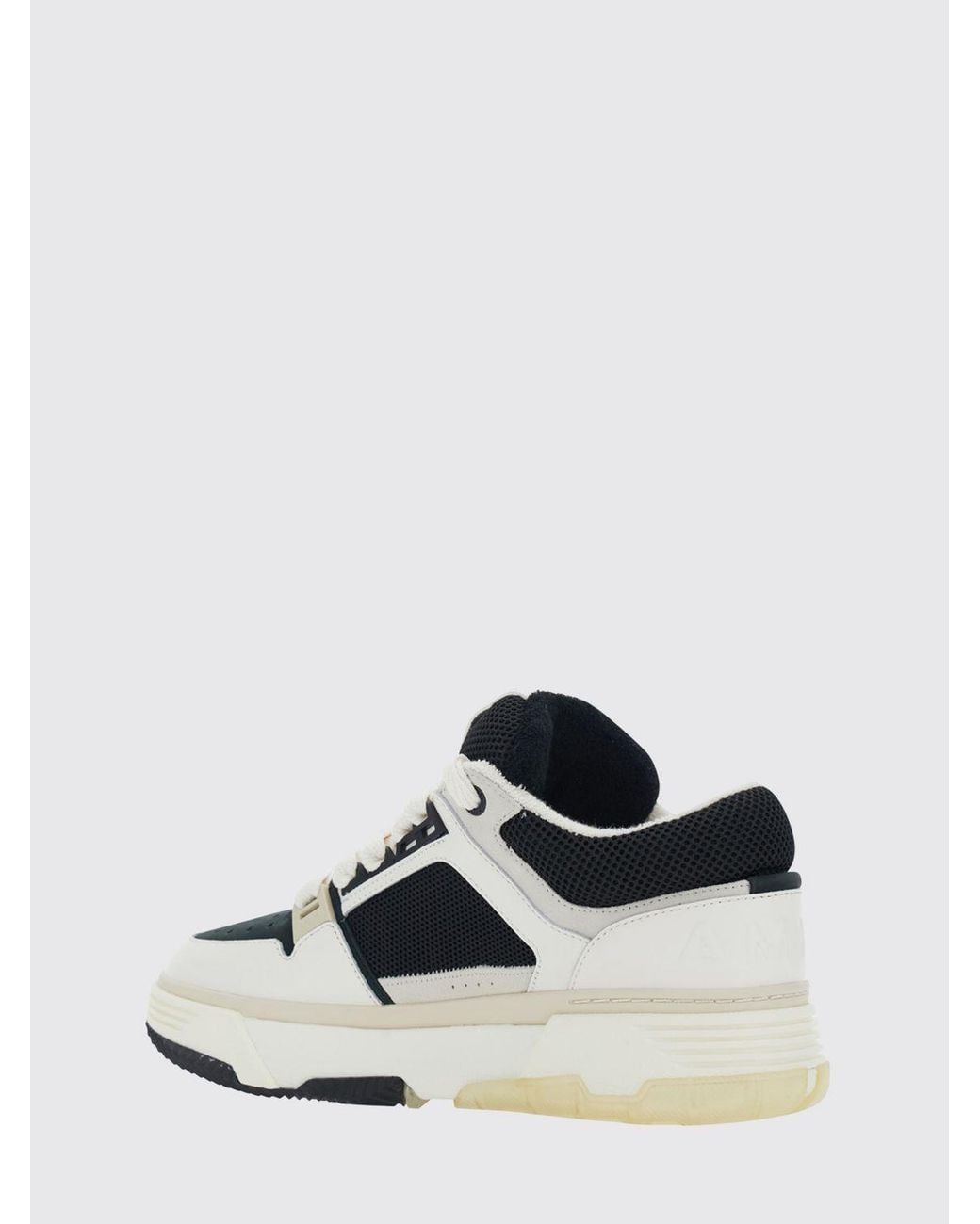 Amiri White Ma-1 Leather And Mesh Sneakers With Monogram And Padded Ankle