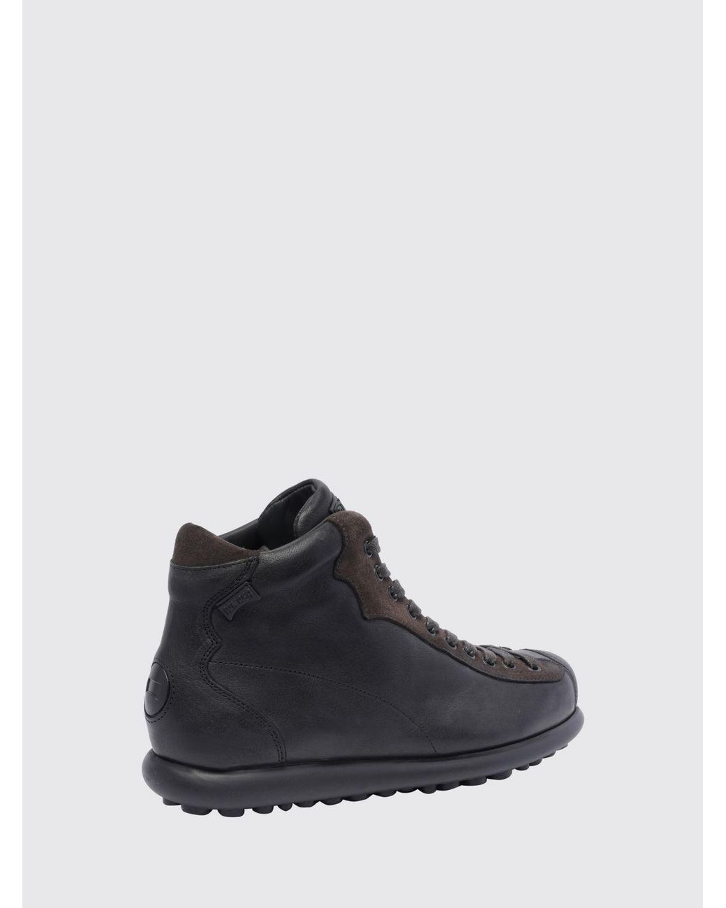 Camper Black Pelotas Leather Outdoor Boots With Lug Sole for men