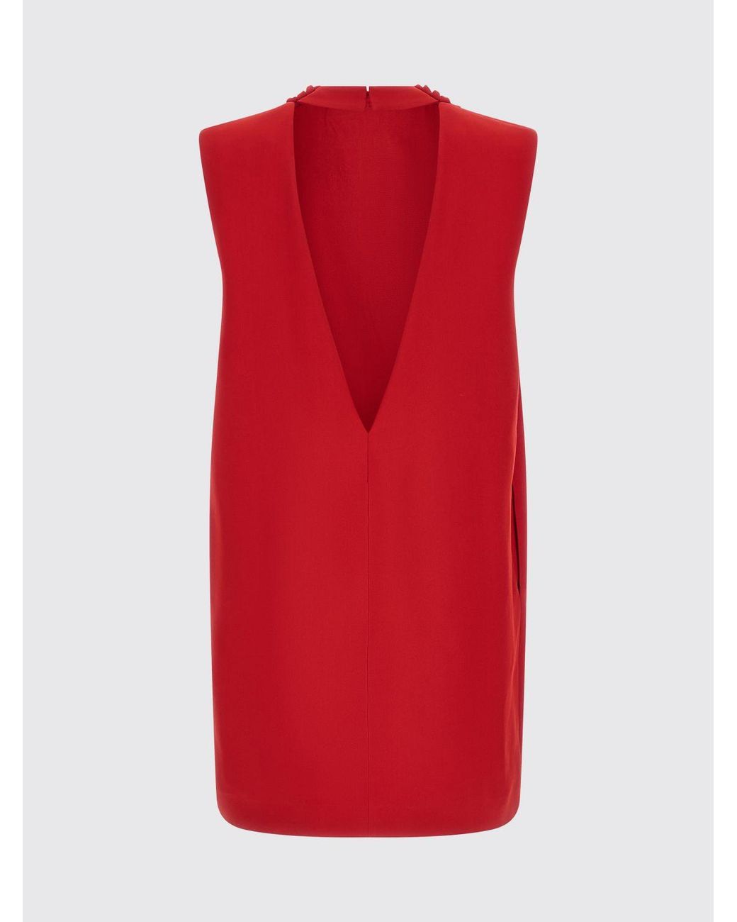Valentino Garavani Red Sleeveless Silk Sheath Mini Dress With V-Back