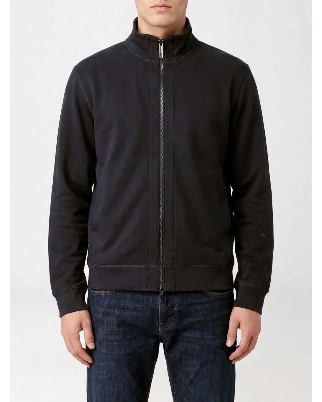 Emporio Armani Black High Neck Zip-Up Sweatshirt for men