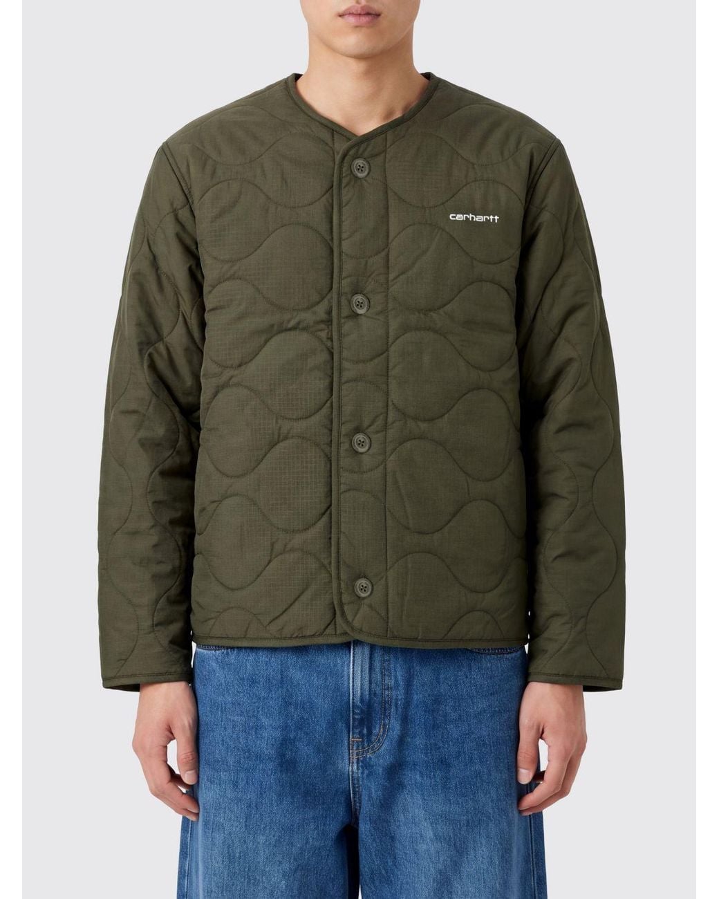 Carhartt Green Quilted Polyester Liner Jacket With Crew Neck for men