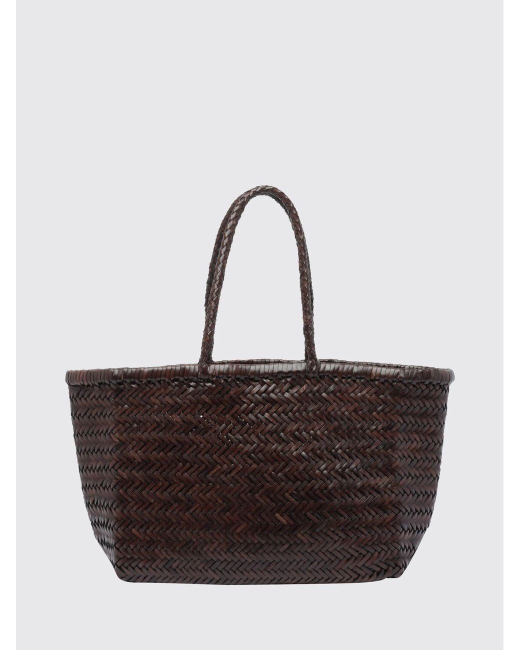 Dragon Diffusion Brown Woven Leather Handbag With Double Handle