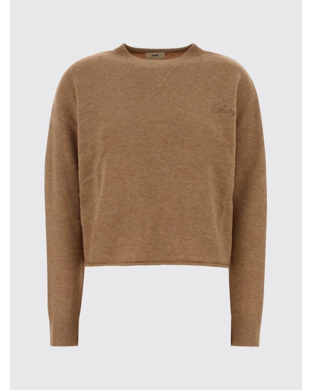 Autry Blue Wool And Cashmere Crewneck Jumper With Ribbed Trims And An Embroidered Logo