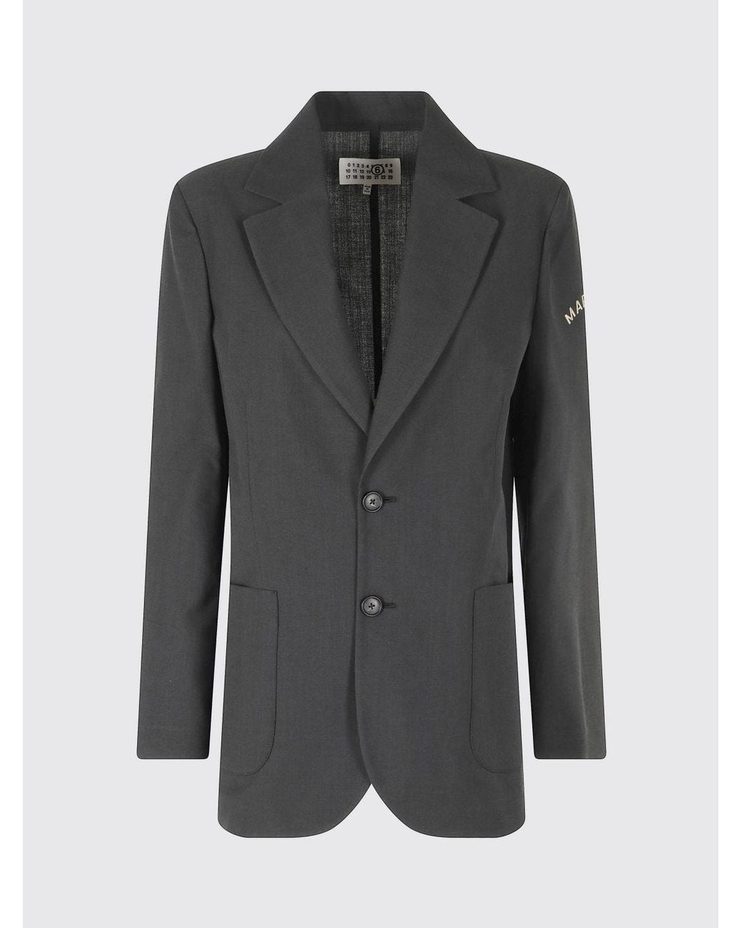 MM6 by Maison Margiela Blue Single-Breasted Cotton And Wool Blazer With Patch Pockets