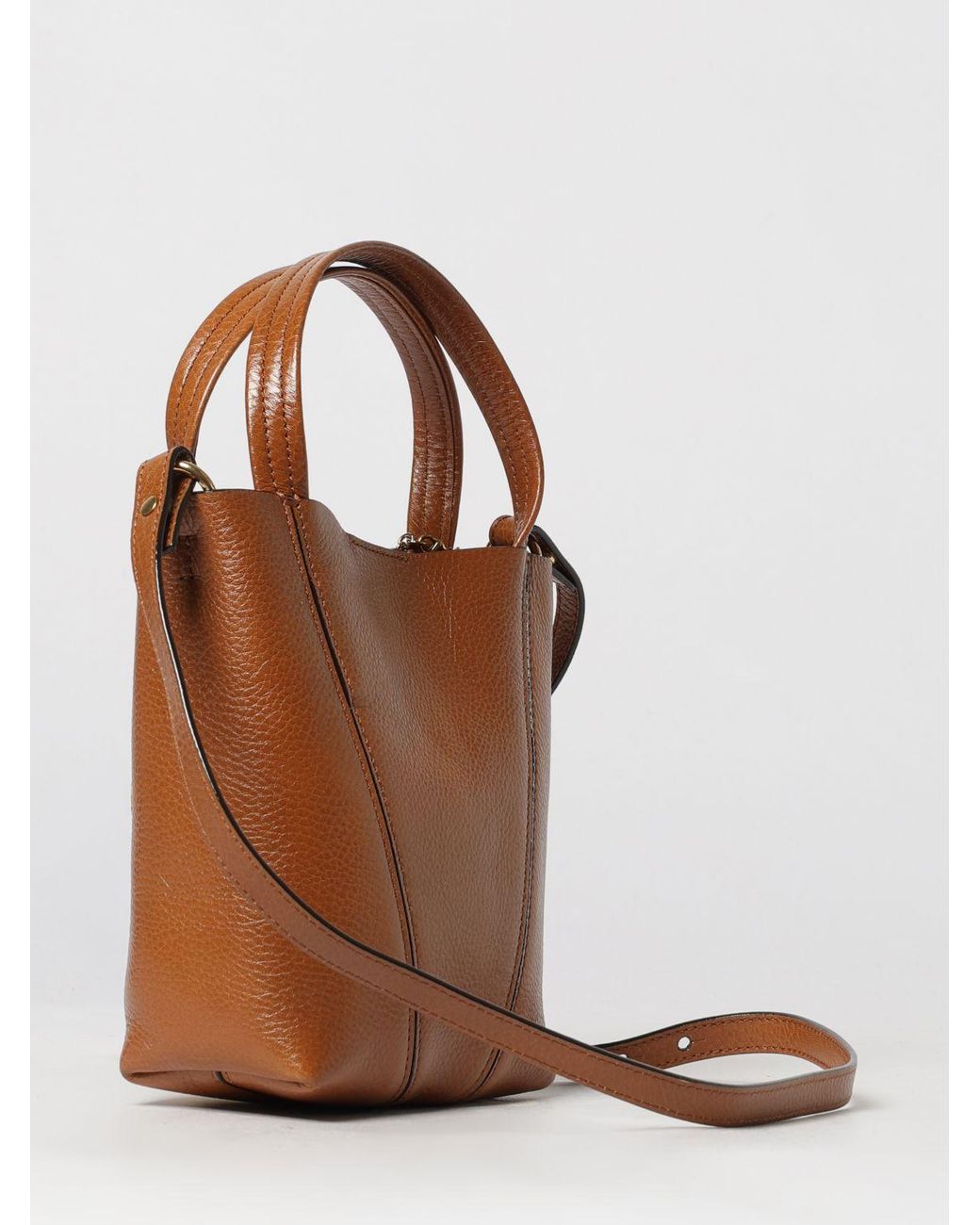 Chloé Brown ChloÉ Spin Mini Grained Calfskin Handbag With Ring Detail