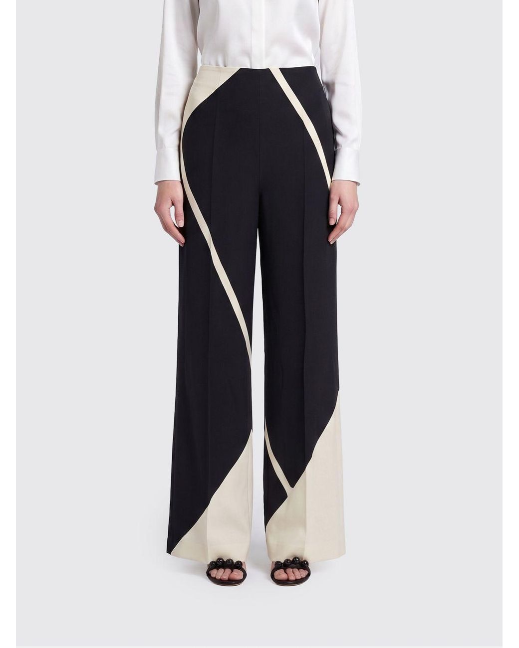 Alberta Ferretti Blue Printed Viscose Palazzo Trousers