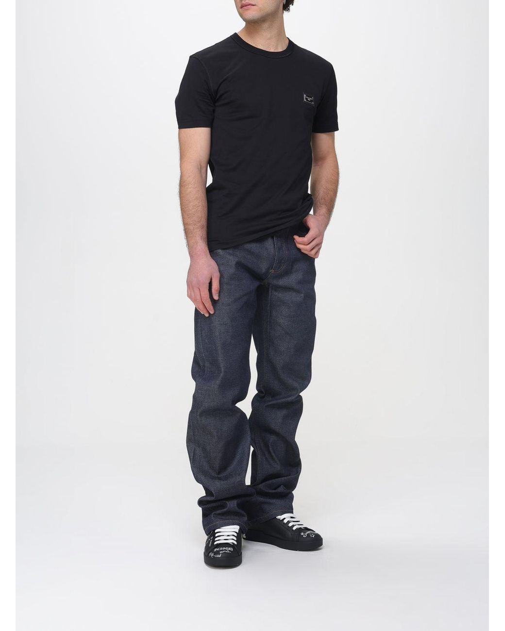 Dolce & Gabbana Black Dolce &Amp Gabbana Cotton T-Shirt With Logo for men