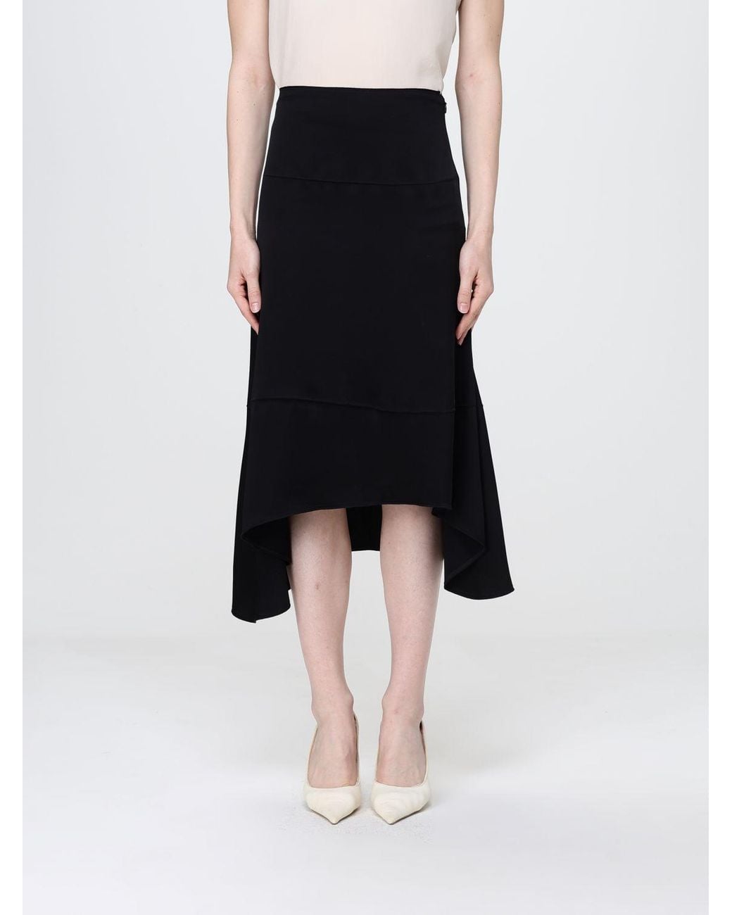 Victoria Beckham Black Asymmetric High-Waisted Satin Mini Skirt