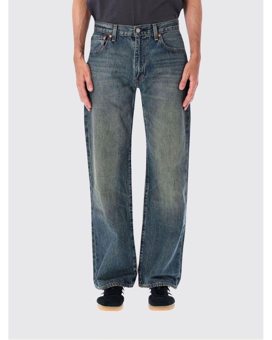 Levi's Blue 567 Mid-Rise Relaxed Fit Wide-Leg Jeans for men