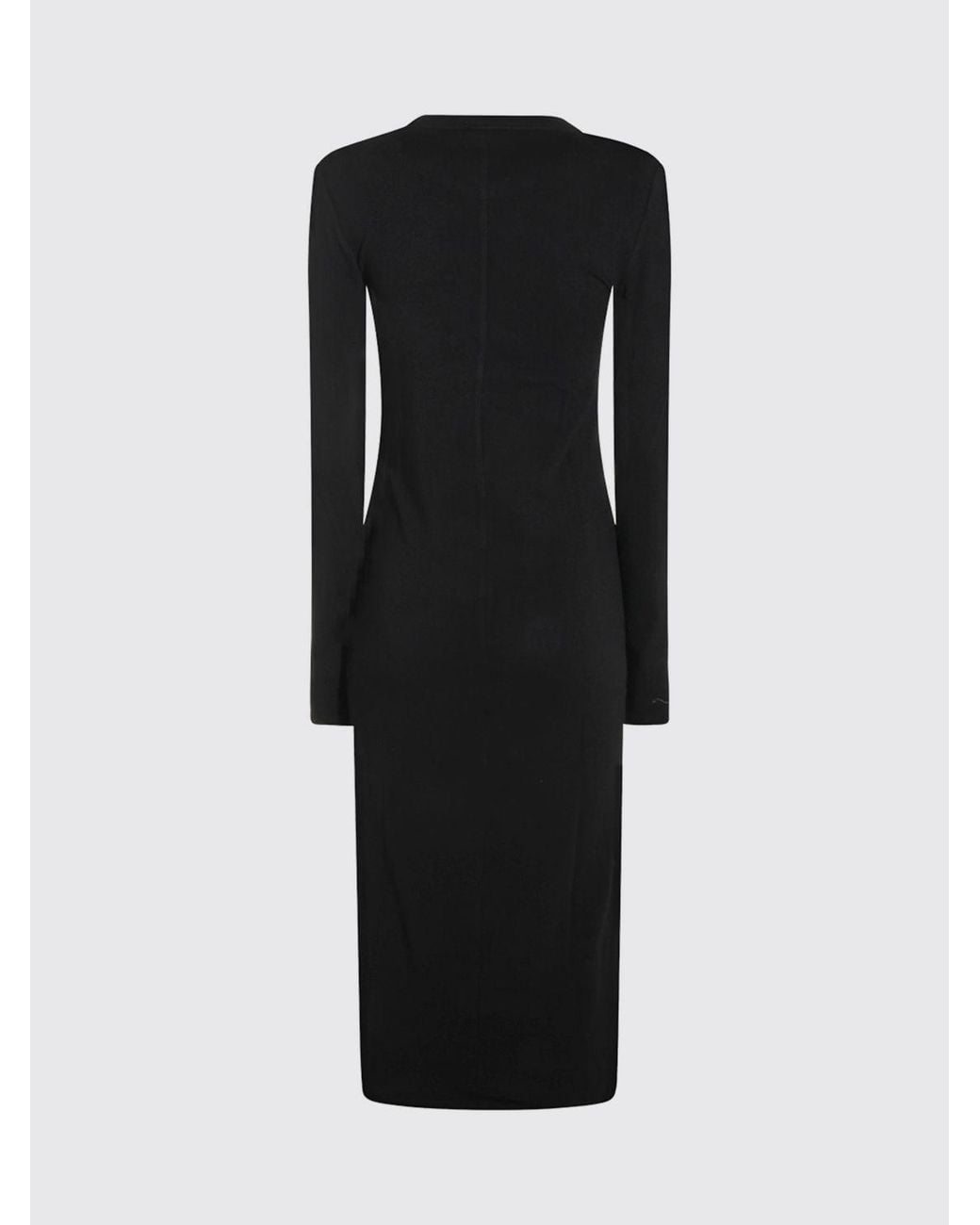 Thom Krom Black Long-Sleeved Slim Fit Cotton Blend Midi Sheath Dress