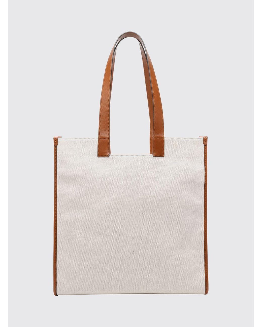 Bally Natural Canvas Tote Bag With Printed Logo And Double Leather Handles