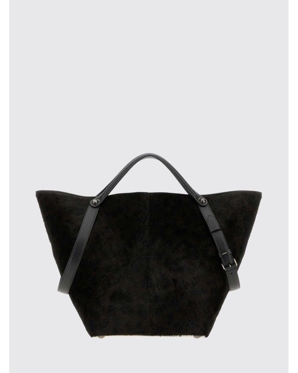 Maison Margiela Black Dress-Age Pony Hair Handbag With Double Handle