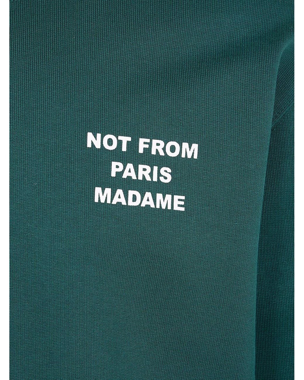 Drole de Monsieur Green Crewneck Cotton Sweatshirt With Slogan Print for men