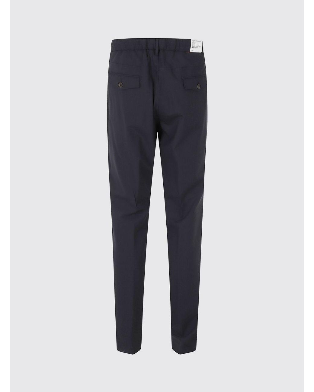 Eleventy Blue Slim Fit Pleated Cotton Chino Trousers With Drawstring Waist for men