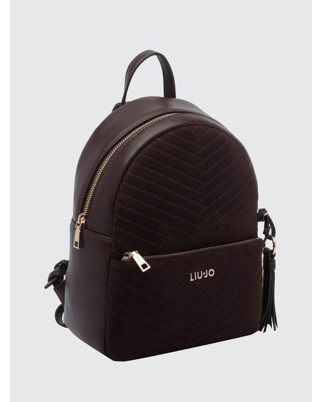 Liu Jo Black Faux Leather Backpack With Chevron Pattern And Adjustable Straps